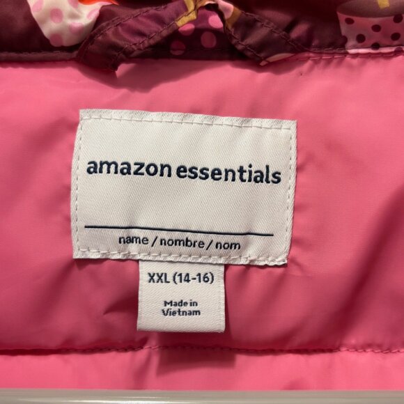 Girls Burgundy and Pink Mushroom Print Puffer Vest - Size 14/16 - Picture 3 of 3